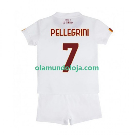 Camisola AS Roma Lorenzo Pellegrini 7 Criança Equipamento Segundo 2022-2023 Manga Curta
